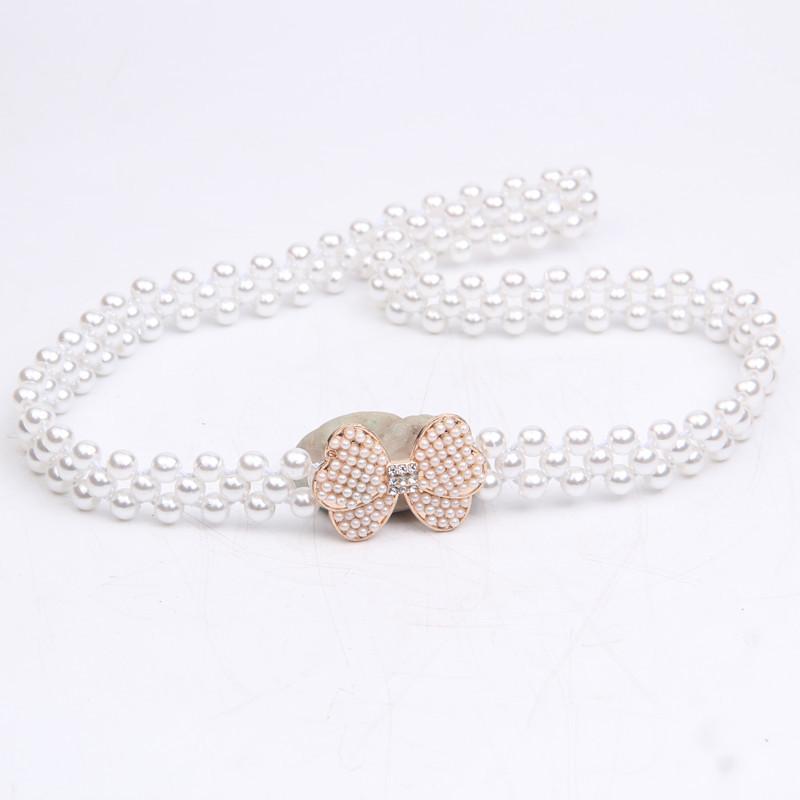 Rhinestone Pearl Waist Chain Women'S Elastic Waist Seal Women'S Decoration Elastic Woven Belt Dress Decoration