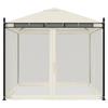 VidaXL Tonnelle avec parois en filet crème 2,93x2,93 m acier, tonnelle de jardin, tonnelle de patio, pavillon, tonnelle 368434