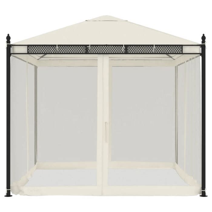 VidaXL Gazebo with Cream Mesh Walls 2.93x2.93 M Steel, Garden Gazebo, Patio Gazebo, Pavilion, Gazebo 368434