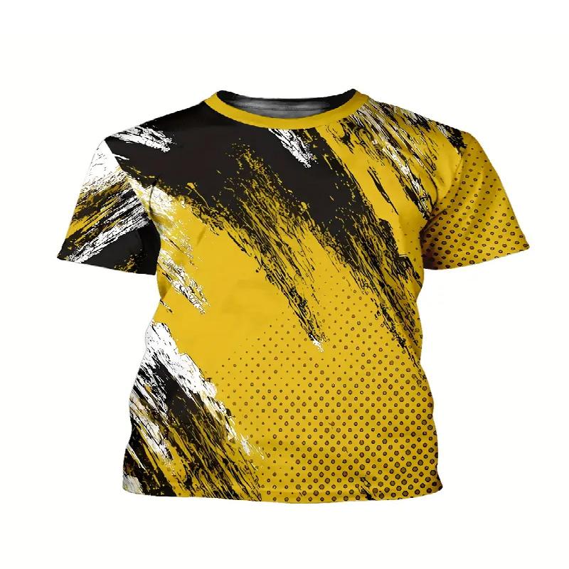 

Men s Fashionable Contrasting Short Sleeved T-shirt with Casual Street Style Polyester Fiber Comfortable Fit Suitable in Summer 6XL жёлтый