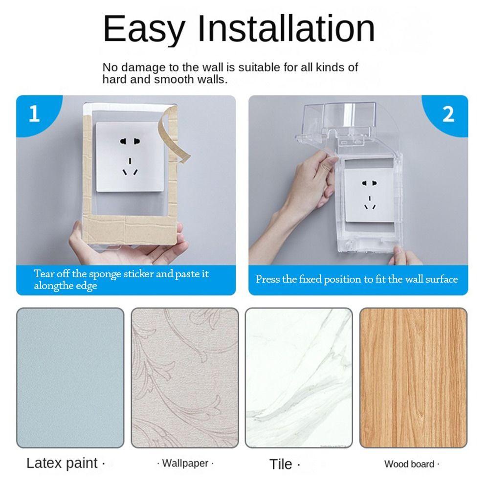 Self-Adhesive Enlarged Socket Waterproof Box Plastic Protection Socket Electric Plug Cover  Wall