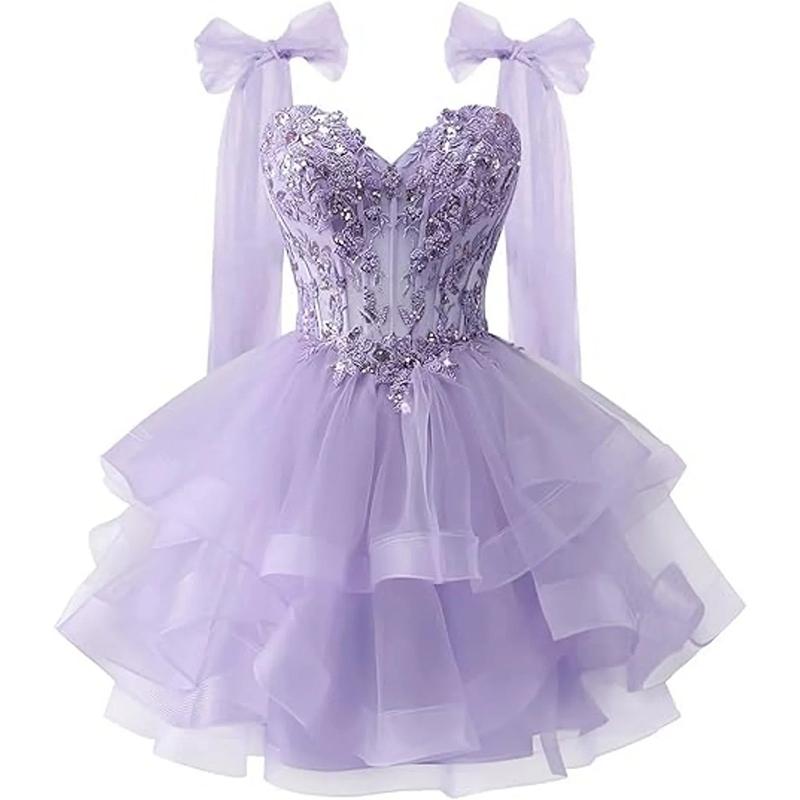 Sparkling lace applique short back to