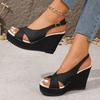 Fashion Comemore Summer Platform Wedges Sandals for Women Black Suede Peep Toe Female Shoes Fashion High Heels Ladies Large Size Sandal