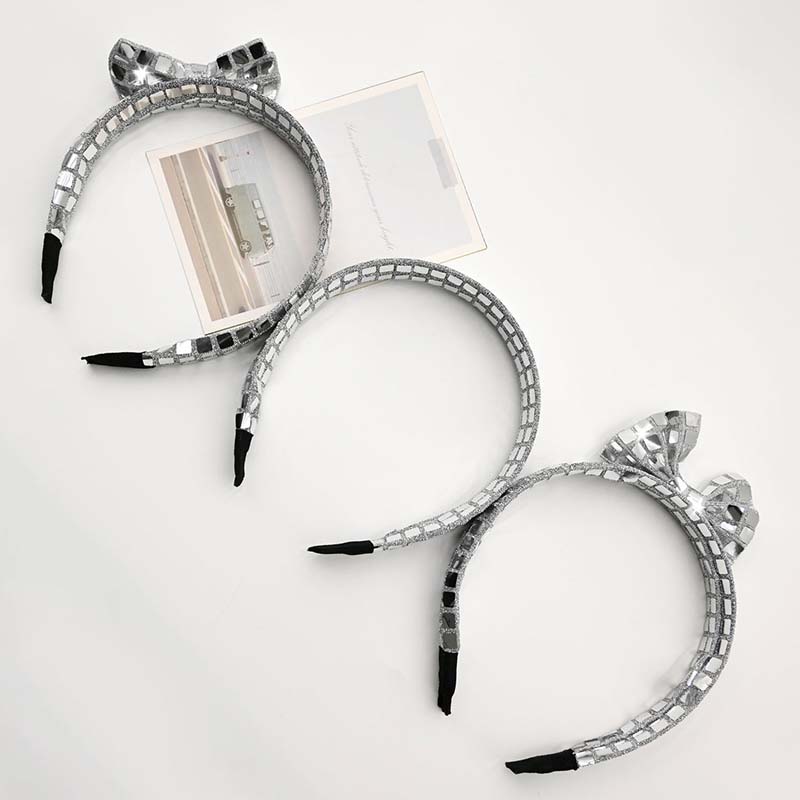 

WTEMPO 3PCS High-end Bow Hairbands Fabric Square Sequined Headbands Light Luxury Headwear and Hair Accessories Holiday Festive Dress-up Hair Bands 3pcs серебряный
