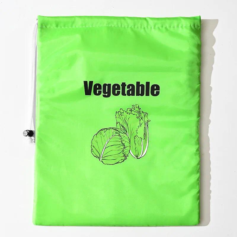 1pc/3pcs Reusable Insulated Fresh-Keeper Bag Drawstring Storage Organizer for Banana Lettuce Vegetable Fruit Fresh Keeping