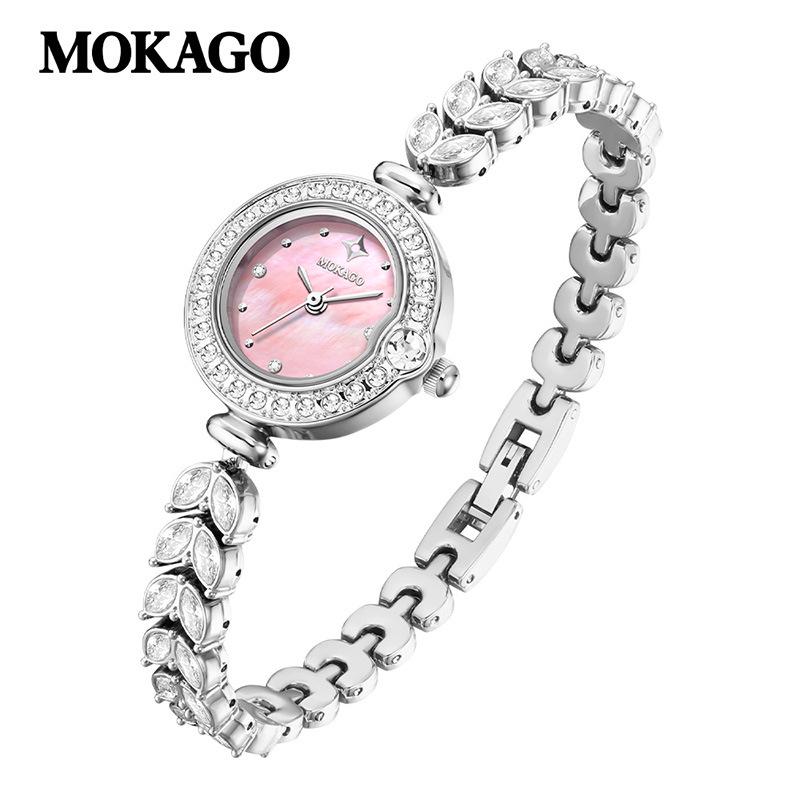 Mokaga Deluxe Women s Watch with Fishtail Copper Chain & Full Diamond Design