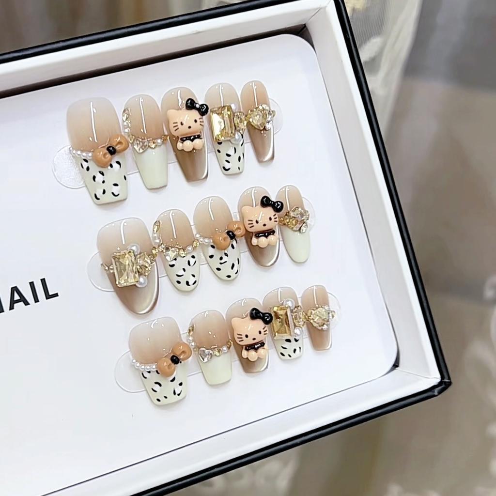 Pure Hand-made Phototherapy Wears Armor Cat Eye Leopard Print Finished Product Can Be Detached Using Nail Art Patch