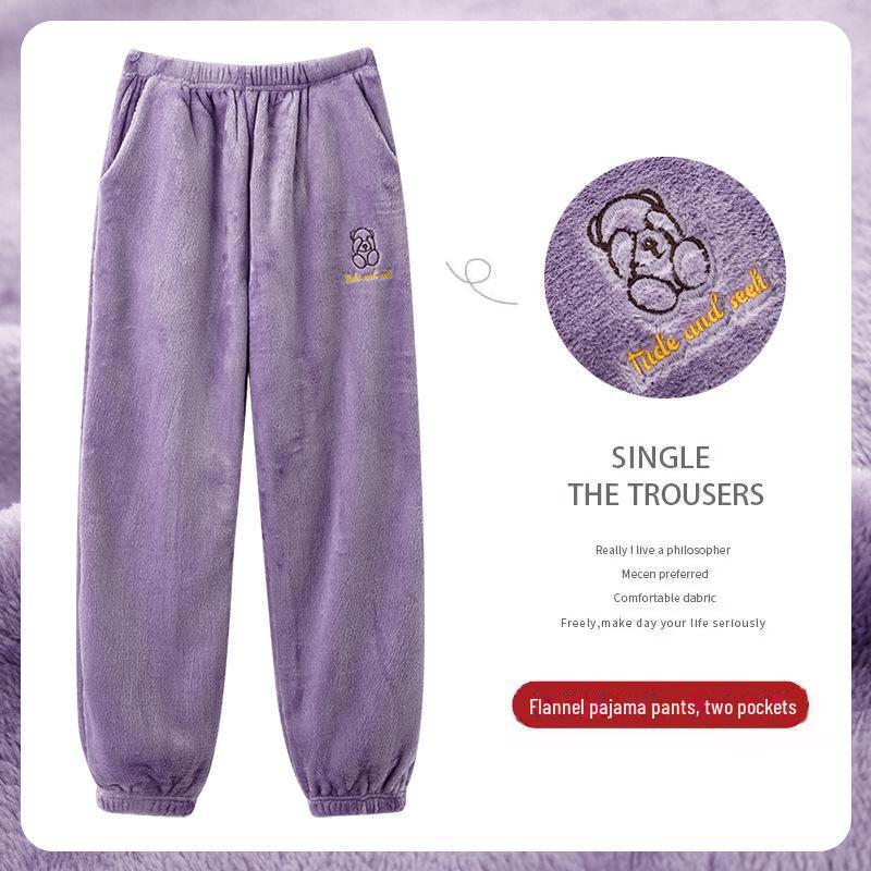 Women's Winter Plush Warm Pajama Pants - Loose, Thickened, Cozy Trousers
