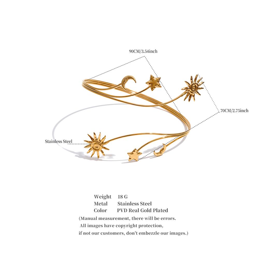 Yhpup Nuovi Arrivi Acciaio Inossidabile Stella Luna Sole Regolabile Bracciale Aperto 2026 Impermeabile Moda Estiva Gioielli Estivi Grandi