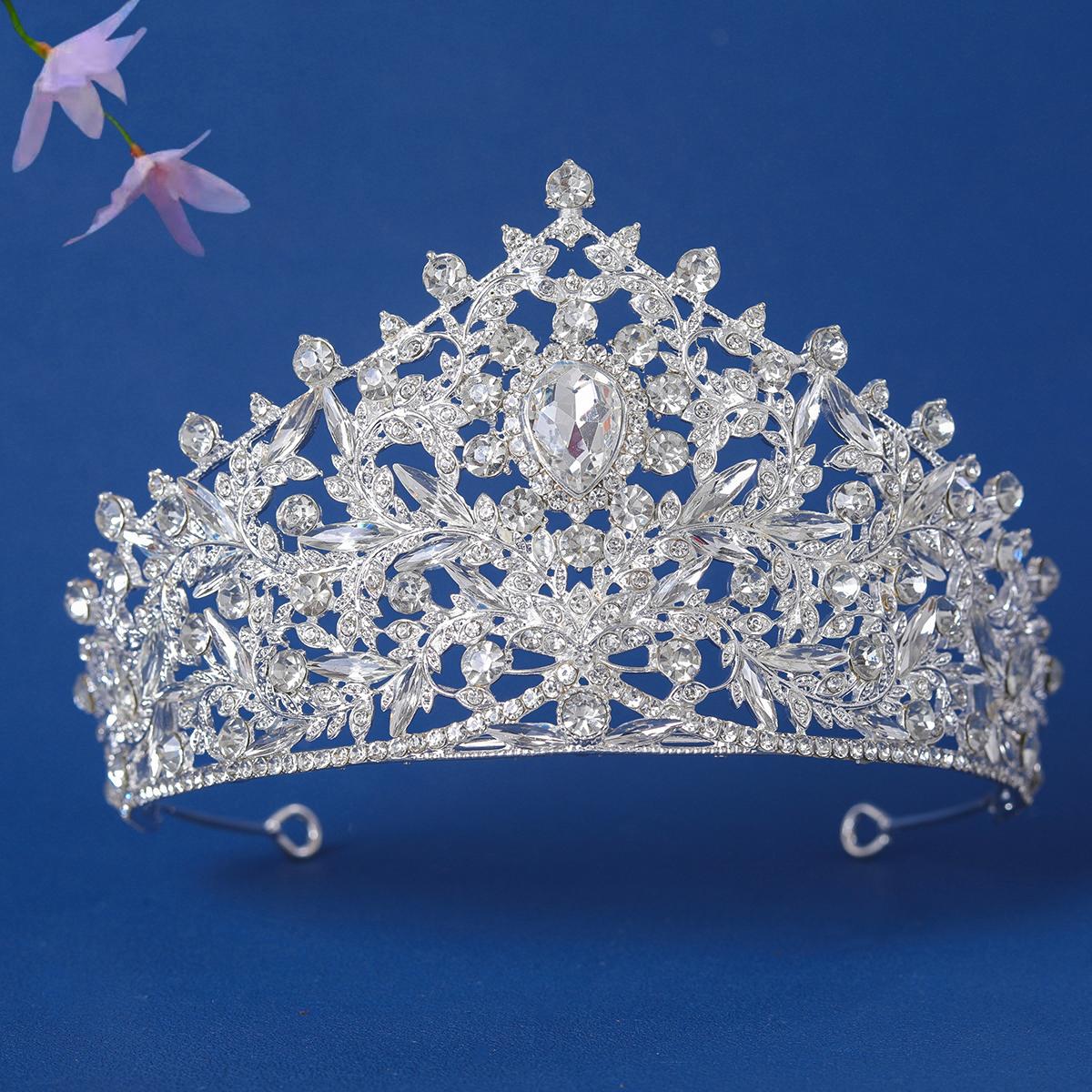 

Fashion Rose Gold Silver Color Crystal Bridal Tiara Crowns For Women Bride Queen Princess Diadems Wedding Hair Accessories NONE серебряный