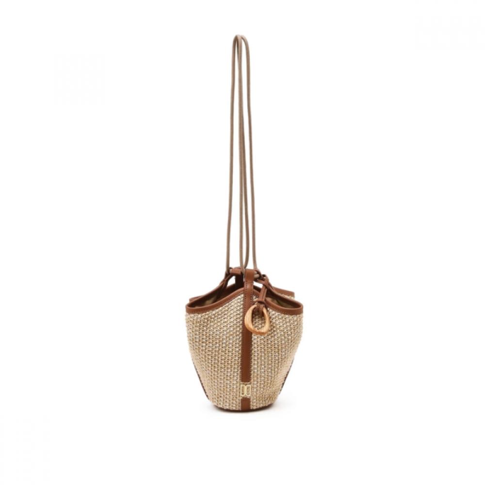 Daks Beige Dd Logo Raffia Shoulder Bag Dcba6e112i2