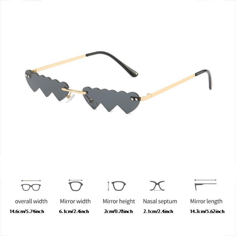 1 bucată ochelari de soare cu inimă Ochelari de soare vintage eleganti Ochelari de soare din metal Ochelari de soare la modă, de designer de marcă, din metal, fără montură