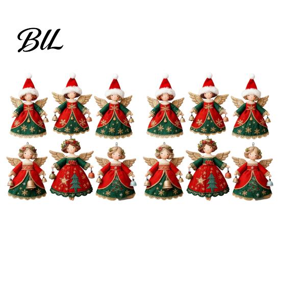 Christmas Window Display Props 6/10/12/24/36PCS 2D Flat Wooden Angel Ornaments, Hanging Decorations for Xmas Ornaments Tree, Wall, Window, Holiday