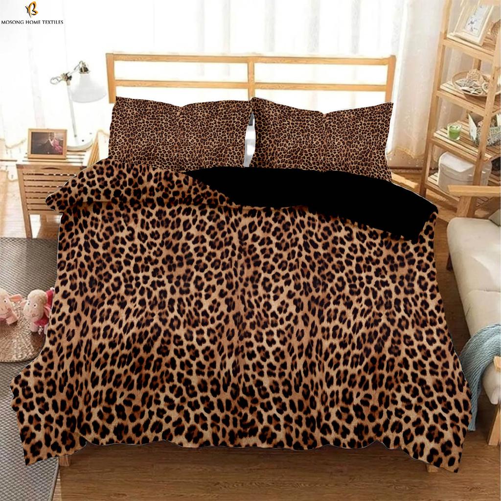 Black And White Zebra And Leopard Animal Fur 3d Printing Quilt Cover Bedding Set Quilt Cover Pillowcase Three-Piece Set