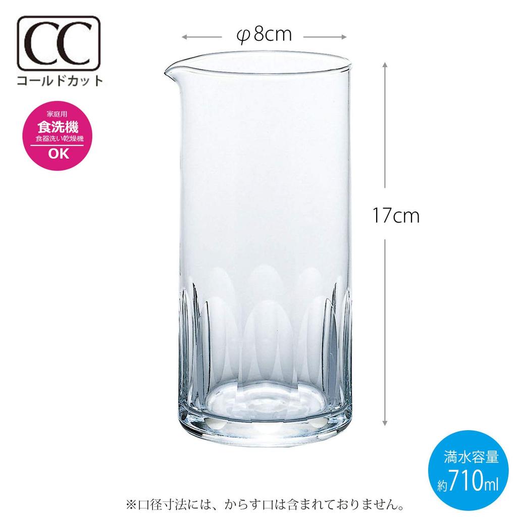 Toyo Sasaki Glass Water Pitcher, 710ml, Laut Carafe, Made in Japan, Dishwasher Safe, B-25404-E102