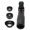 4 in 1 Handy-Kameraobjektiv-Set 18x Teleobjektiv Fisheye Makro Weitwinkelobjektiv für Smartphone Tablet