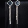 2023 Elegant Square Crystal Tassel Stud Earrings for Women - Retro Hong Kong Style