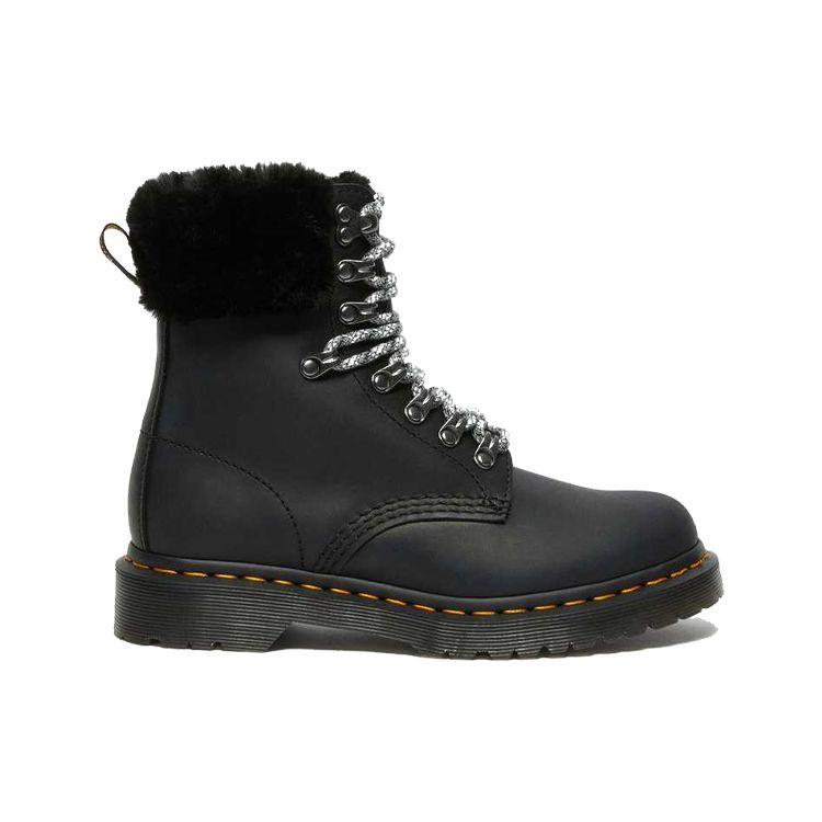 Dr. Martens Leather Yellow Piped Stitch Short Boots Women boots Black 26951001