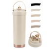 SKIASE Tumbler with Ceramic Water with Direct with Stainless Cold and Heat Coffee and Carbonated Drinks Easy To Popular for and Beige Straw, Coating,