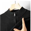 Men's Solid-color Double-zipper Cardigan Sweater Jacket, Unisex Stand-up Collar Knitted Sweater Top