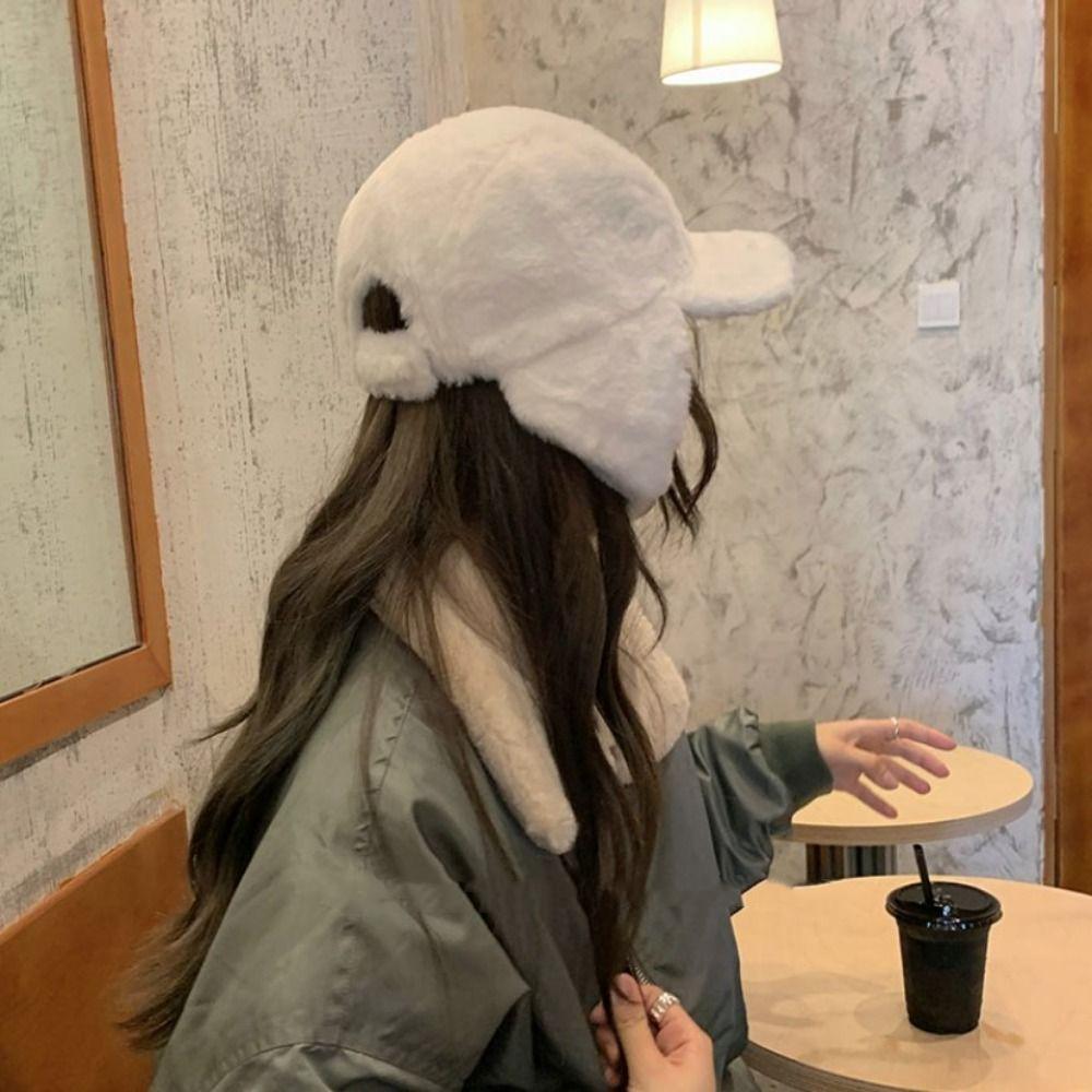 Autumn Winter Women's Pilot Hat Letter Ear Protection Hat Fashion Plush Baseball Cap Girls