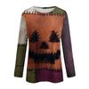 Women's Halloween Long Sleeve Printed Crewneck T-Shirt, Casual Fall Top