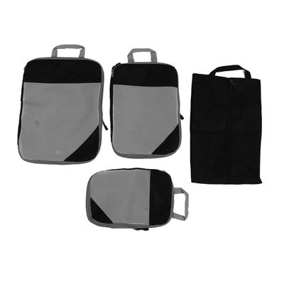 Compression Packing Bags Waterproof Portable Luggage Suitcase Organizer Pouch for Clothing Underwear Shoes 4pcs Black