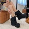 Retro small thick-soled Martin boots for women's 2025 autumn new Spice Girl rear strap heightening big head trousers short boots