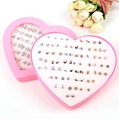36 Ζεύγη/σετ Εξαιρετικά Σκουλαρίκια Καρφωτά Σετ Σκουλαρικιών Για Γυναίκες Κορίτσια Με Κουτί σε σχήμα Καρδιάς Σκουλαρίκια Κοσμήματα