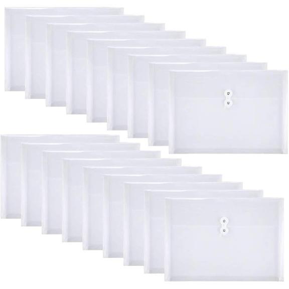 18 Packs Legal Size Plastic Filing Envelopes Clear File Folders with String Closure for Office School or Home