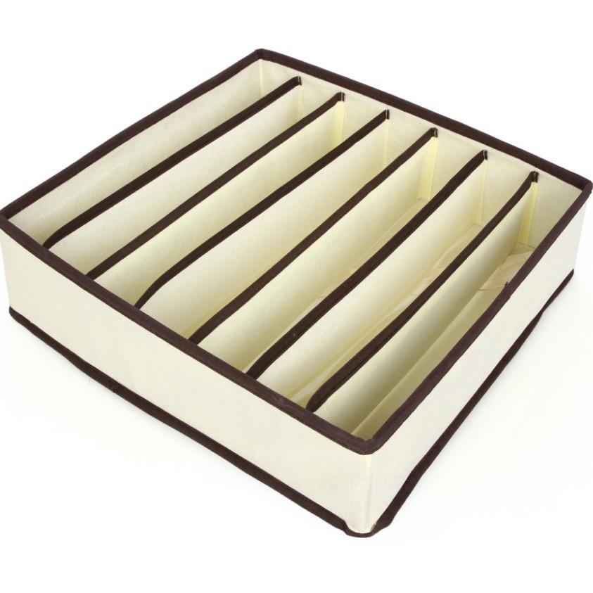 Beige & Rose Red 4-Piece Underwear Storage Set: Fabric Box for Socks & Bras with 6, 7, or 8 Grids.