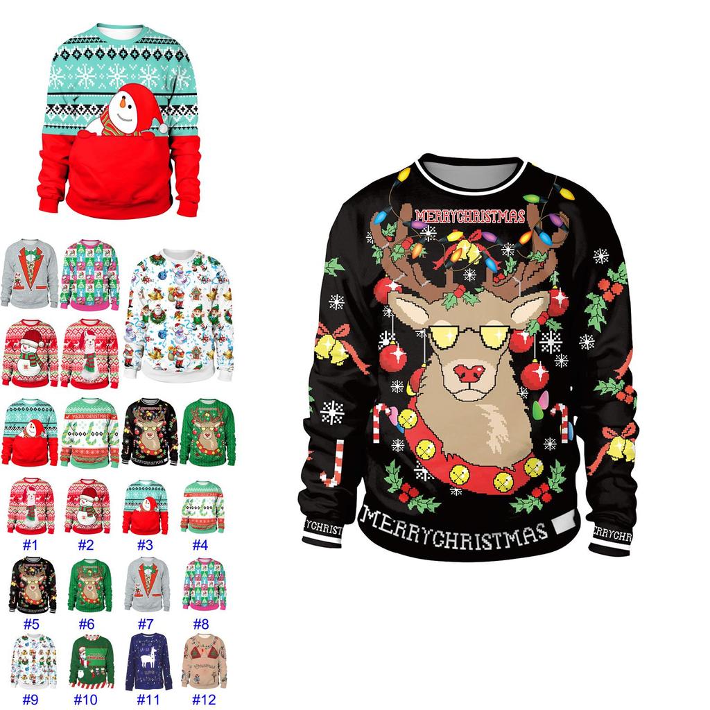 Hässlicher Weihnachts-Weihnachtspullover in Premiumqualität mit Weihnachtsmann und Elf für winterliche Wärme