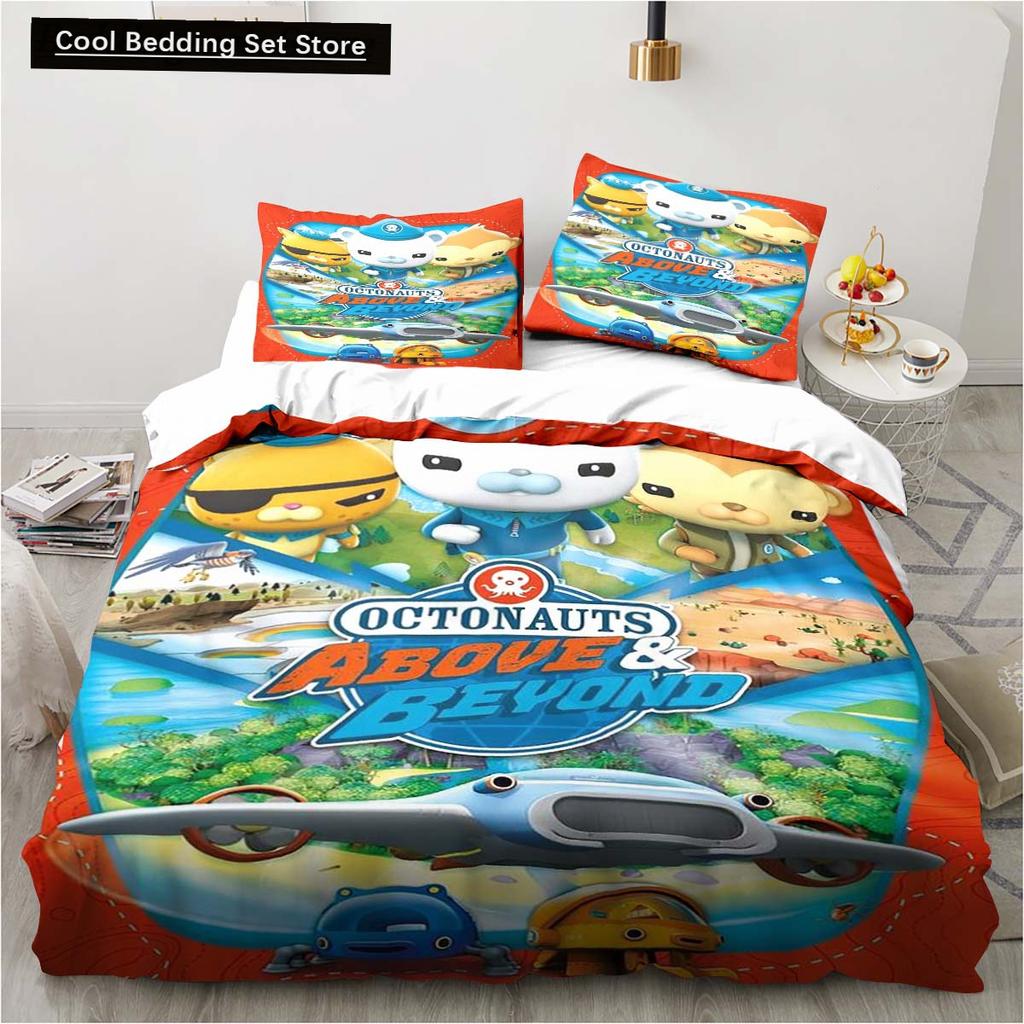 New 3D Cartoon Octonauts 2/3PCS Bedding Set Bedroom Single Double Bed King Size Quilt Cover And Pillowcase Kid's Birthday Gift