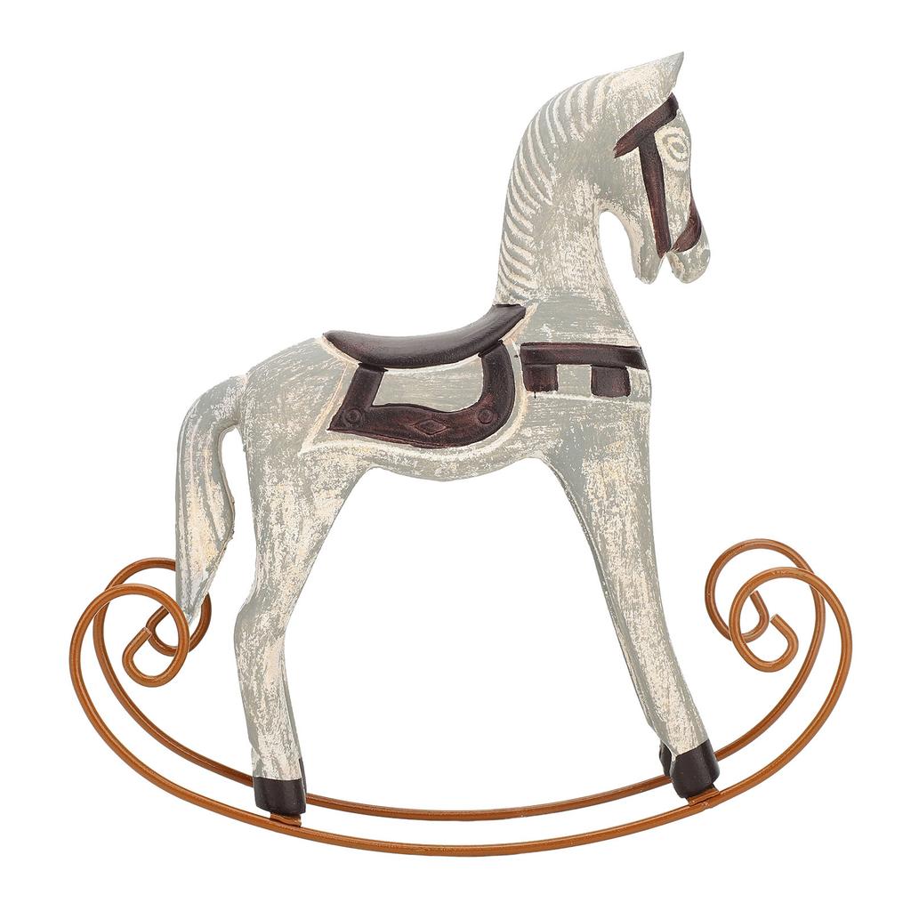Rocking Horse Ornament Vintage Decorative Table Decoration Resin Iron Bookshelf Decor