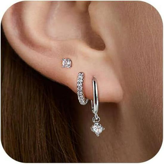 Gold-Plated Brass Hoop Earrings Fashion Set - European & American Design