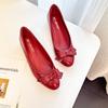 Height Increase 5cm Bow Round Head Shallow Mouth Single Shoes Women's 2025 Spring New Fairy Wind Patent Leather One-pedal Soft-soled Shoes