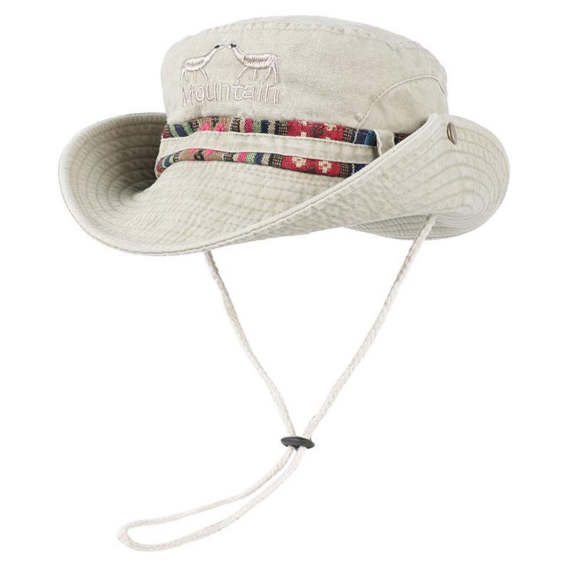 Outdoor Sun Hat Woman Bucket Hat Men Embroidered Vintage Beach Waterproof Fisherman Fishing Cap Summer Foldable Bob Man Panama