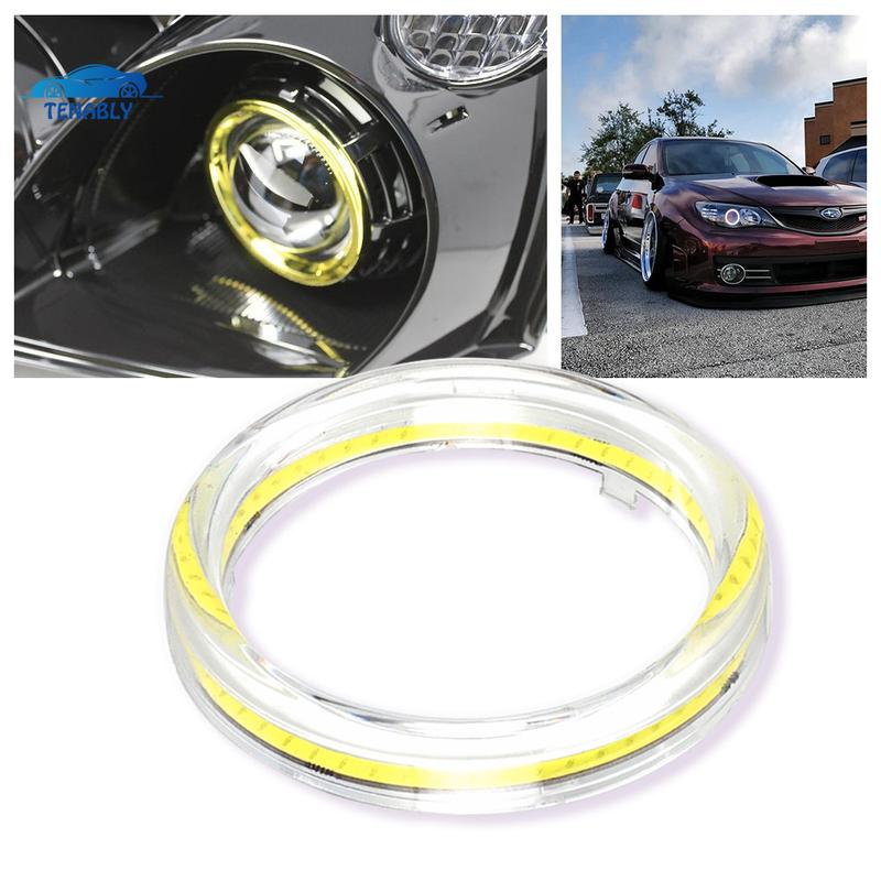 2PCS Car COB Angel Eye LED White Light Car Motorcycle Headlight Circle Ring Aperture Lamp 12V Styling Light Decorative Lights 2Pcs Blue