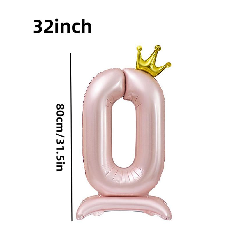 32 Inch Standing Crown Digital Aluminum Film Balloon Blue Pink Standing Digital Balloon Birthday Party Decoration Arrangement