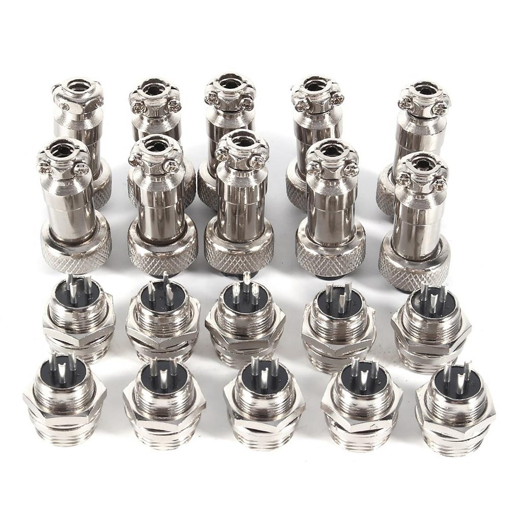 10 Set GX12 3Pin 12mm Aviation Plug Male Female Metal Socket Connector