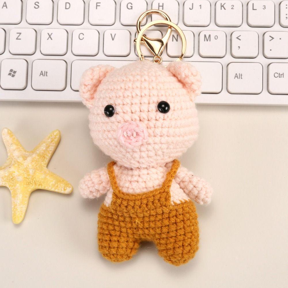 Backpack Charm Knitted Animal Keychain Handwoven Crochet Doll Key Ring Animal Pendant  Friend Gifts