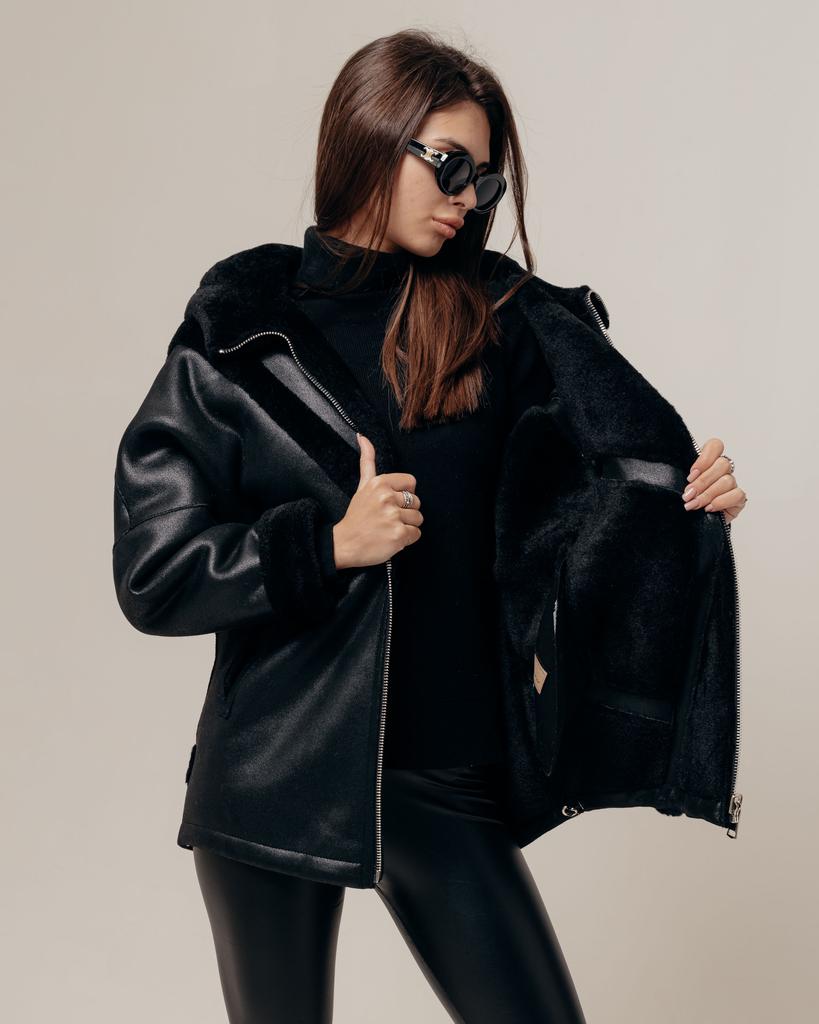 Double-sided Sheepskin Coat RR Designer 7590 44 Black