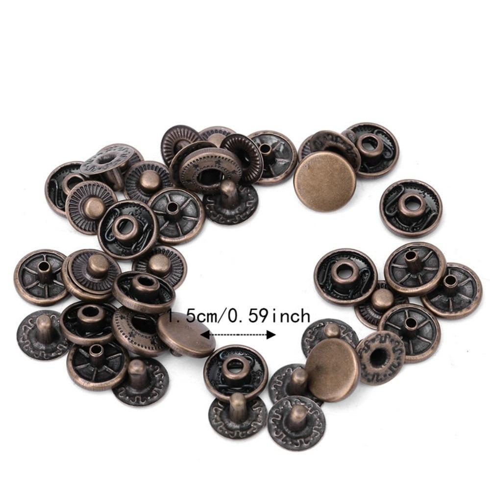 50 jeux Style Vintage 50 Jeux Boutons-Pression en Laiton Forme Ronde Décoration Tissu Boutons-Pression Attaches-Pression en Cuir Pour Vêtements