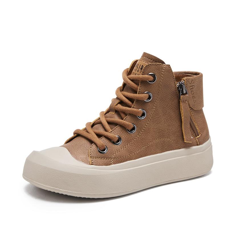Retro krátké kozačky z pravé kůže Ležérní vysoké boty Martin Boots