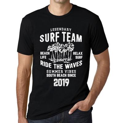 Men’s Vintage Tee Shirt Graphic T Shirt Surf Team 2019 Deep Black