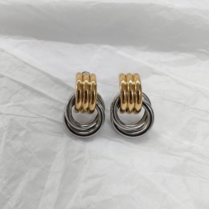 Gold-Tone Geometric Twist Earrings: Fashionable and Versatile Multi-Layer Braided Earrings for Women.