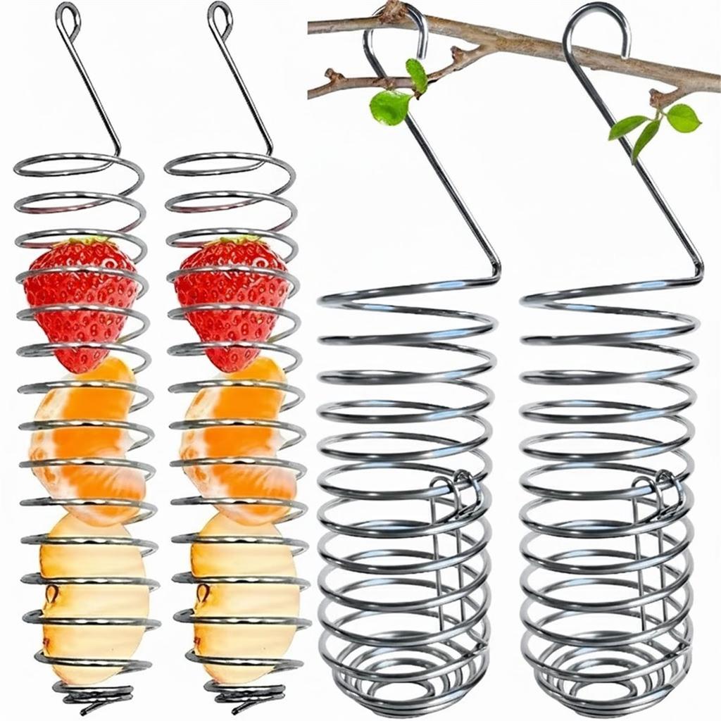 4PCS Parrot Forager Feeder Stainless Steel Bird Hanging Feeder Vegetable Fruit Feeder Basket Food Container Home