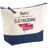 Makeup Bag - PLANETEE - Blue Background Pouch "Electrician Thank You Awesome" - Large Size - Cotton - HD Printing