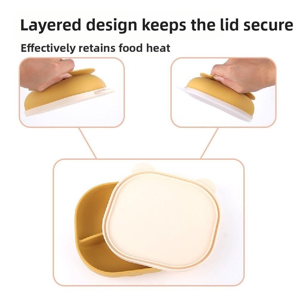 Cartoon Bear Baby Silicone Sucker Plate BPA-Free Toddler Feeding Tableware  Auxiliary Training