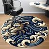 1pc Wave Lion Office Round Area Rug,  Mat Suitable For Office, Under Office Chairs Bedroom Living Room Home Decor, Room Deco